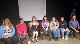 "Just Human" performers onstage during a November performance in Columbia. (Left to right) Jordan Braxton, Eric Clare Miller, Josie Ramsdell, Christina Warden, Mia Millican, Malcom Kraft, Christopher LaBanca.
