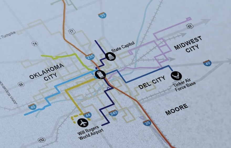 A map showing proposed ONE Transit Routes.
