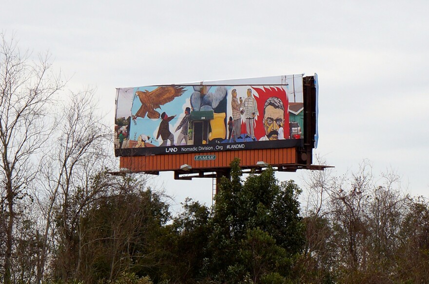 "Manifest Destiny" billboard by Mario Ybarra Jr. in Mobile, Ala.