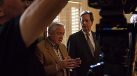 Pete Brown of Kingfisher oil company Brown & Borelli and former Tulsa mayor Dewey Bartlett of Keener Oil and Gas speak out against legislation to expand horizontal drilling at a Oklahoma Energy Producers Alliance media event.