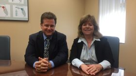 Paul Myers, administrator with Florida Department of Health in Alachua County, discusses the 2017-18 flu season with Dr. Kathleen Ryan, pediatric infectious disease specialist with the University of Florida.