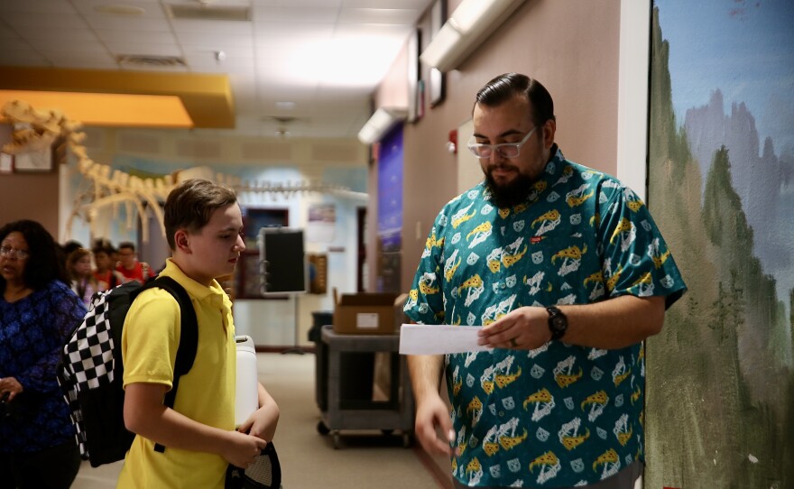 Kenneth Posselt, a 6th grade math teacher, helped students figure out where they needed to be.