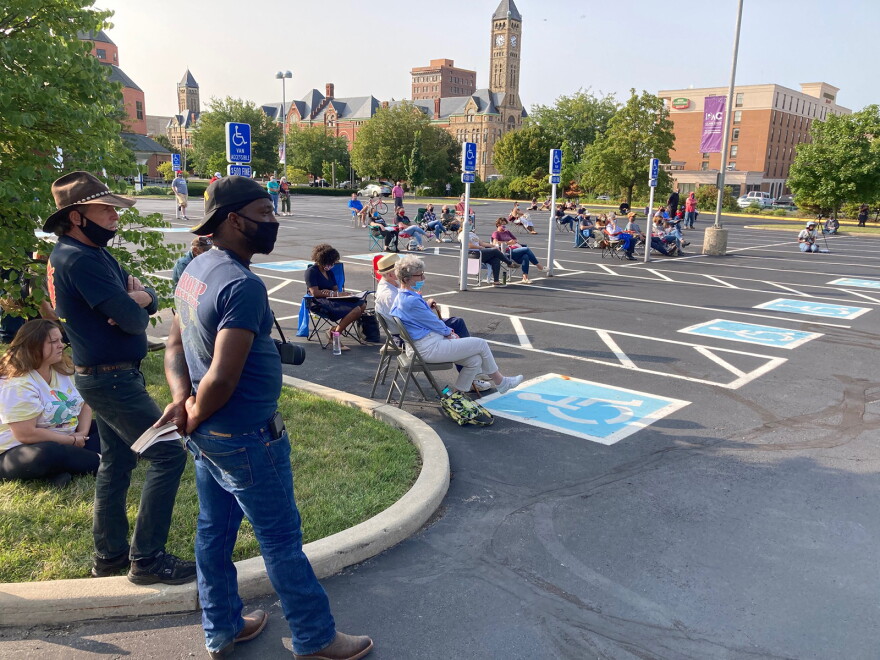 The forum attracted a socially-distanced crowd of community attendees.