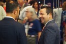Micah Beckwith, at the time a lieutenant governor candidate, chats with Republicans at the Indiana GOP's convention on Saturday, June 15, 2024.