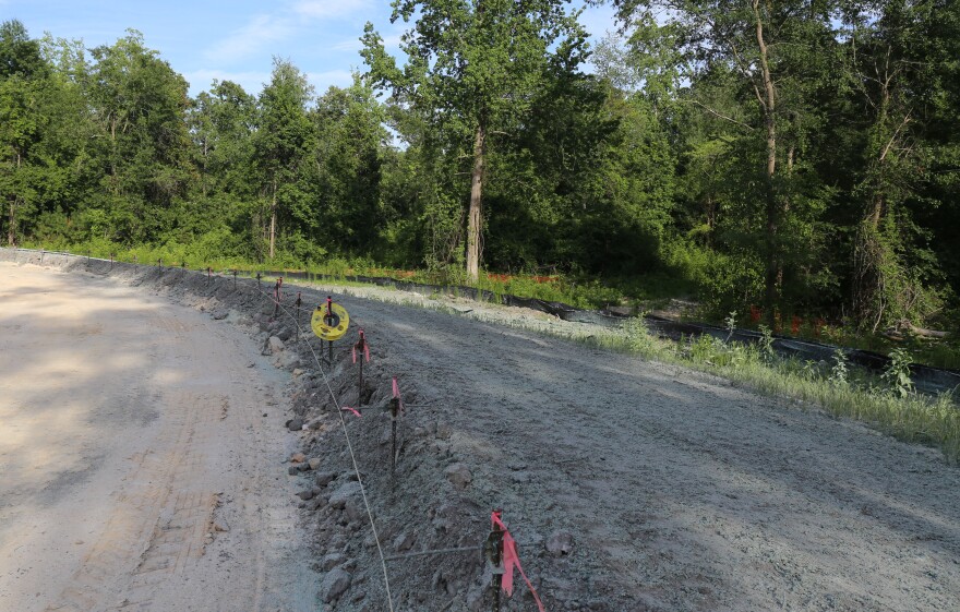 The berm depicted above keeps stormwater runoff from spilling over into the nearby creek. It is one several best management practices (BMPs) applied during construction on elementary school 20 in Richland County school district 2. 