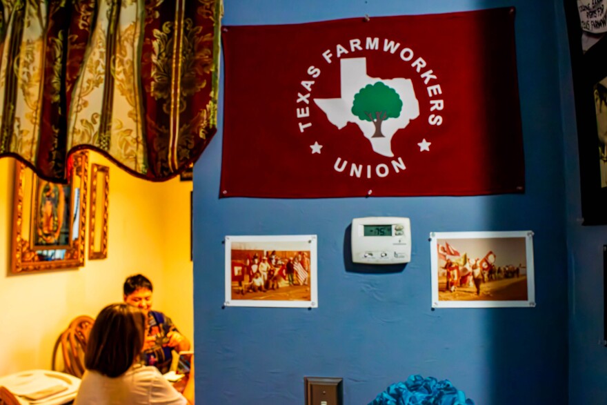 Norma Ramirez has numerous photographs and memorabilia of the Texas Farm Workers Union on display throughout her home.