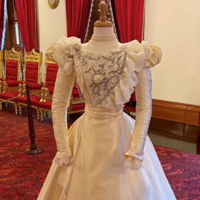 A reproduction of a ball gown worn by Princess Kaʻiulani, Hawaiʻi's last princess, was unveiled at ʻIolani Palace on Oct. 17, 2026.
