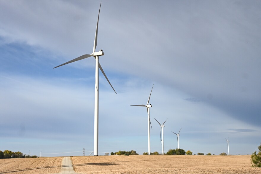 Wind mills over farmland