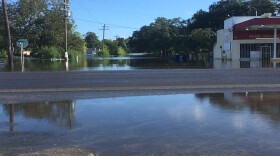 Flood waters in Huffman, near Calvary Baptist Church