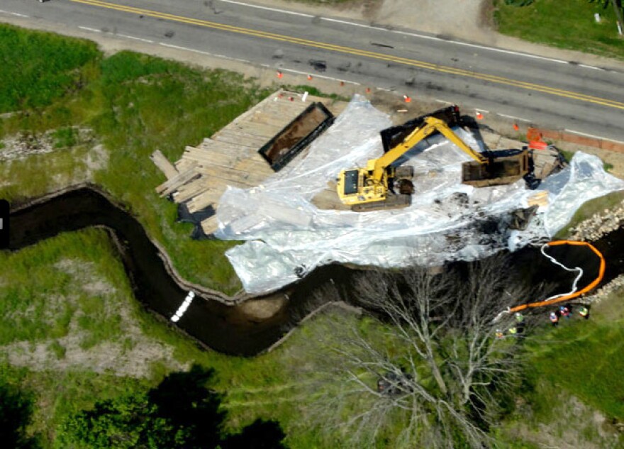 Sediment is collected at a "sediment trap" on Talmadge Creek. (6/18/2011)