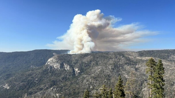 This photo provided by the National Parks Service shows the Dome Fire burning in Yosemite National Park on Wednesday, Sept. 16, 2026.