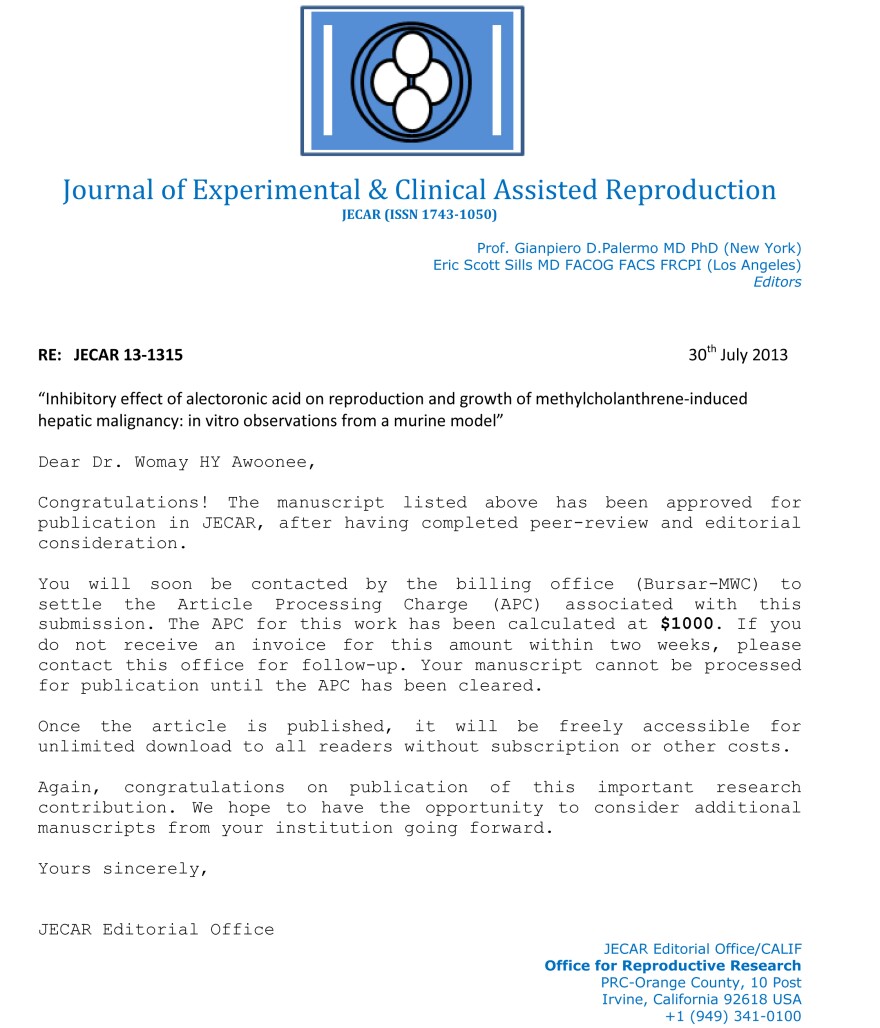 This journal offered to publish a fake cancer research paper for a $1,000 fee.