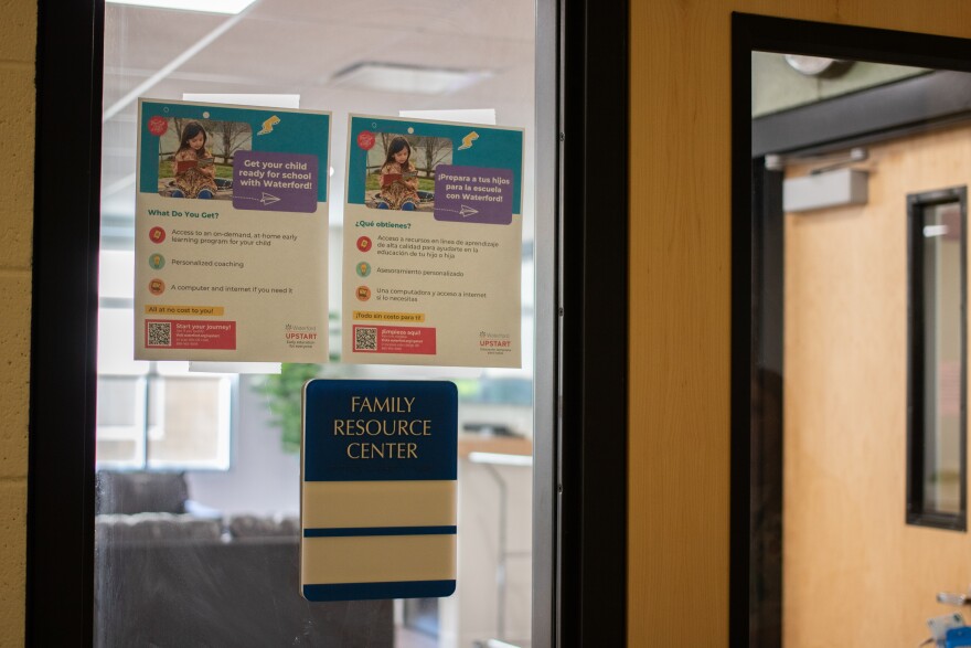 The entrance to the Family Resource Center at Odyssey Elementary in Ogden, Utah, Aug. 19, 2024.