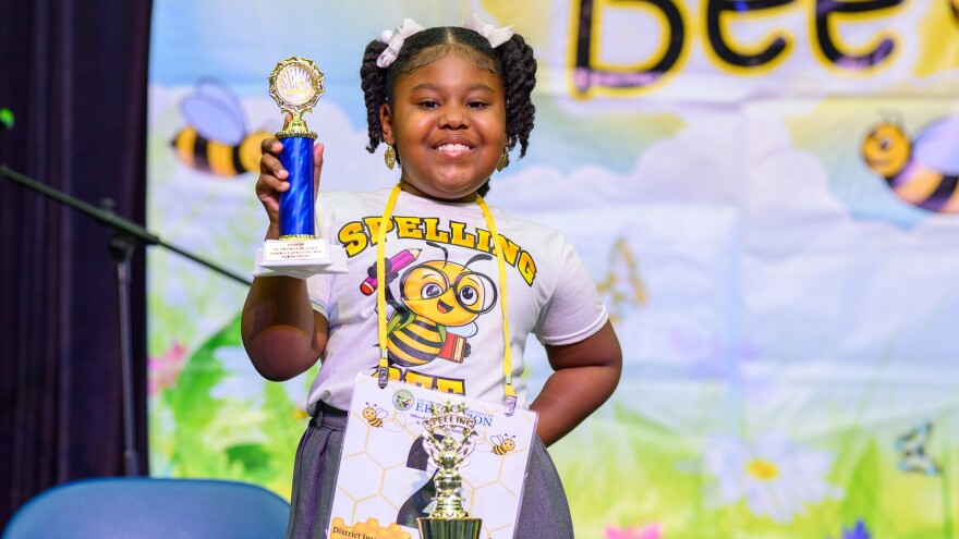 Pictured: Malaya Petersen won the 2026 STT/STJ District Spelling Bee