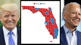 Map of the counties won by President Trump and Joe Biden