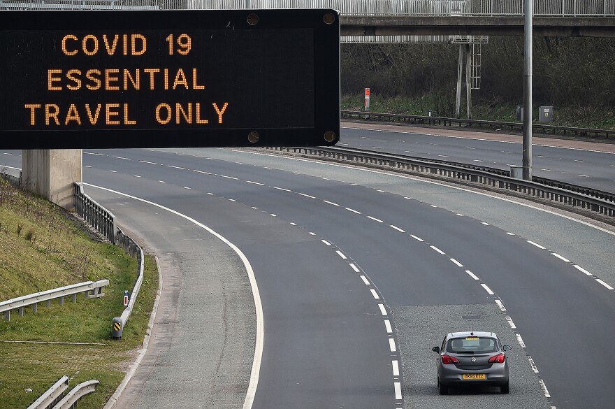 A motorway sign on the M8 motorway last week in Glasgow, Scotland. [Jeff J Mitchell / Getty Images]