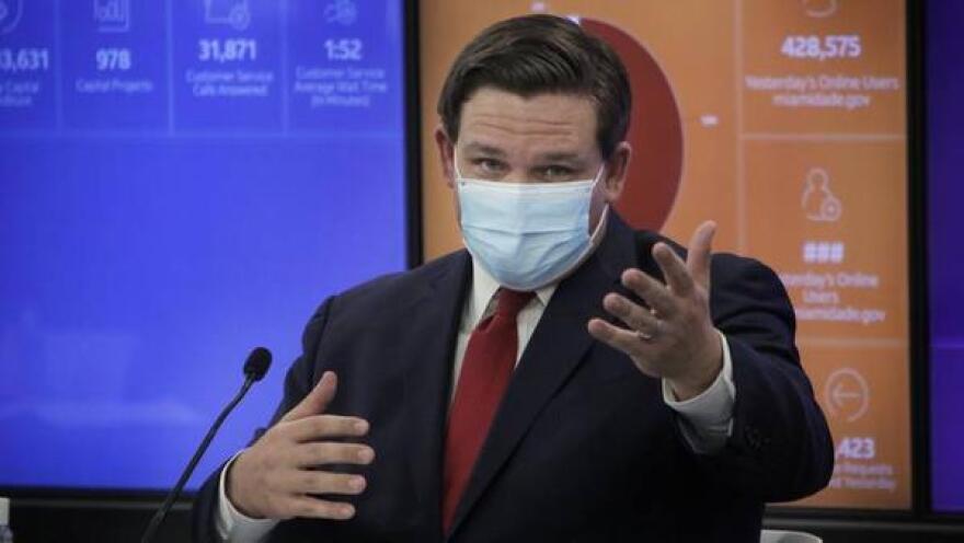 Gov. Ron DeSantis speaks during a COVID-19 round table at the Stephen P. Clark Government Center in Miami on Tuesday, July 14. 2020.