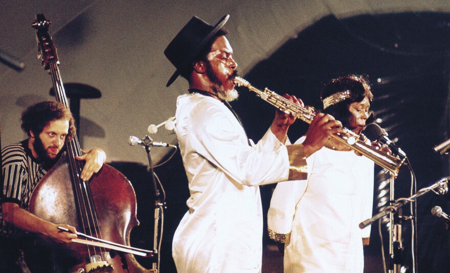 Bassist Steve Tintweiss (left) looks on as Albert Ayler (center) and Mary Parks (right) conjure ghosts.