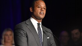 Cameron makes his victory speech at a Republican party celebration event in Louisville, Ky., Tuesday, Nov. 5, 2019. 