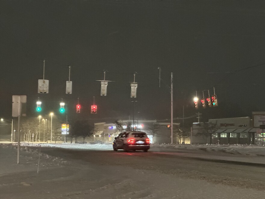 A snowy early morning drive in November of 2025. (File photo: Ed Ronco/IPR News)