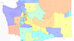 The new legislative district map for Washington state, with the redrawn boundaries for the 15th district. The map was approved by a federal judge on Friday, March 15.