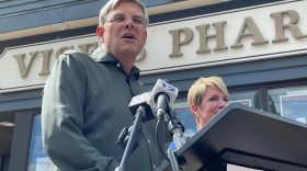 Republican gubernatorial candidate Bob Stefanowski and his running mate, Laura Devlin, release their tax-cutting plan in New Haven.