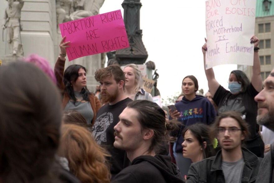 Abortion advocates protest in Indianapolis.