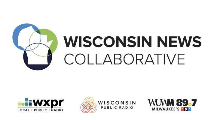 Logos for Wisconsin News Collaborative, WXPR, WPR and WUWM