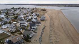 Looking north to the top of Plum Island and the Merrimack River. (Robin Lubbock/WBUR)