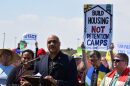U.S. Rep. André Carson speaks to reporters outside Miami Correctional Facility after meeting with detainees and touring the prison on Thursday, April 9, 2026.