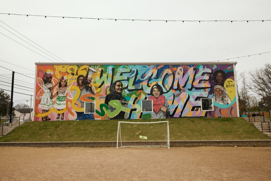 The Tennessee Immigrant & Refugee Rights Coalition (TIRRC) is one of the largest nonprofits serving the state's immigrant communities. Murals decorating the building read "Welcome Home," a reflection of the organization's message that Tennessee is a home to people from all backgrounds.