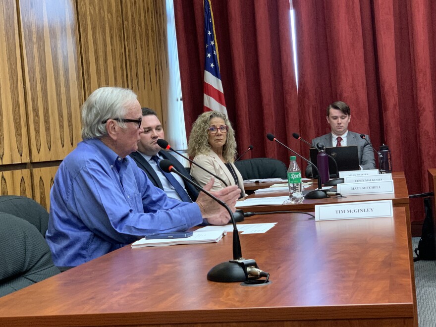 Tim McGinley speaks during an organizational meeting of the Luzerne County Government Study Commission.