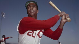Cincinnati Reds outfielder Frank Robinson at spring training camp in March 1957. 