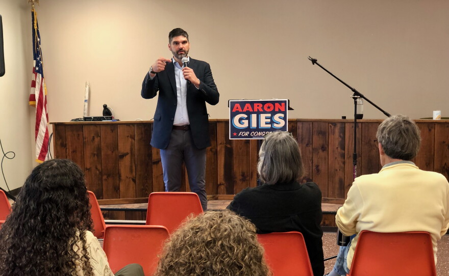 NY23 Democratic Party and Working Families Party candidate Aaron Gies speaks to town hall attendees in Campbell. Photo credit Natalie Abruzzo