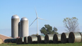 A wind turbine in the Garden Wind Farm in the Upper Peninsula.