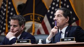 U.S. Rep. Adam Kinzinger (R-IN) (L) and Rep. Jamie Raskin (D-MD) listen during the third hearing by the Select Committee to Investigate the January 6th Attack on the U.S. Capitol in the Cannon House Office Building in Washington, DC.