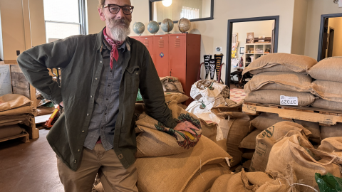 Jon Cates buys coffee from around the world to roast in Kansas City, Missouri. He has spent years building relationships and visits farmers in Nicaragua each year.