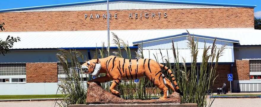 Exterior of Pawnee Heights High School in Rozel, Kansas