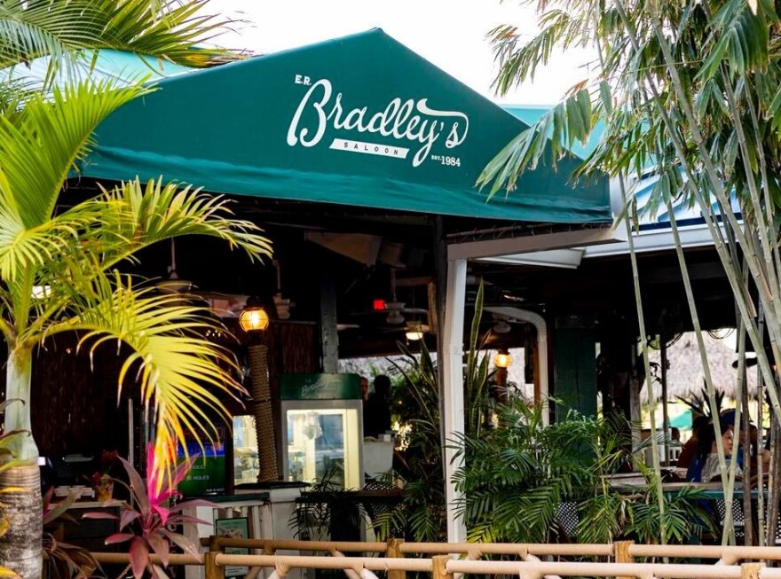 The front awning of E.R. Bradley's on Flagler Drive in West Palm Beach.