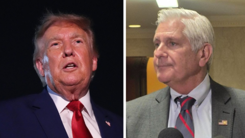 President Donald Trump and Nassau County Executive Bruce Blakeman, the Republican gubernatorial candidate in New York.