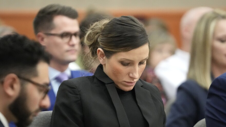 Kouri Richins, a Utah mother of three who authorities say fatally poisoned her husband, Eric Richins, then wrote a children's book about grieving, listens during a hearing Friday, Nov. 3, 2023, in Park City, Utah. (AP Photo/Rick Bowmer, Pool)