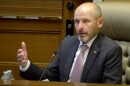 Peoria City Manager Patrick Urich speaks from his seat in the City Council chambers as he discusses possible changes to the proposed 2026 fiscal year budget during a special meeting on Tuesday, Oct. 7, 2025. 