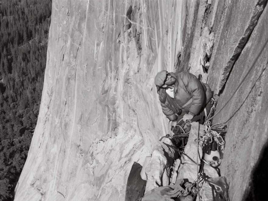 Royal Robbins climbs El Capitan's North American Wall in Yosemite National Park in 1964. Robbins is a climbing purist whose ideas helped shape the sport.
