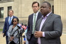 Erica Adair, Charles Adair's sister, and lawyers representing his family spoke outside the Wyandotte County courthouse after viewing body camera footage of the moments leading up to his death for the first time.