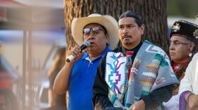 Chairman Forest Tahdooahnippah (middle) at Comanche Nation's 72nd Annual Homecoming Powwow.