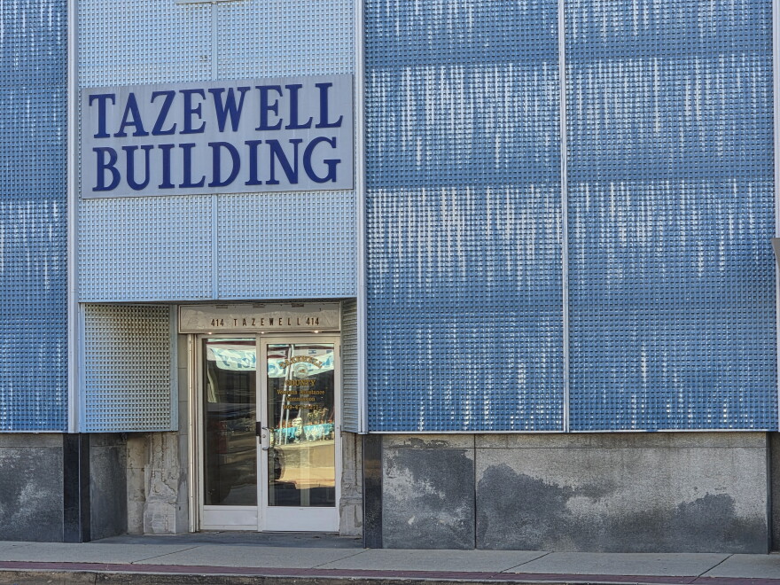 the exterior of the Tazewell Building in downtown Pekin