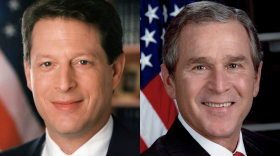 2000 presidential election candidates Al Gore (left) and George W. Bush.