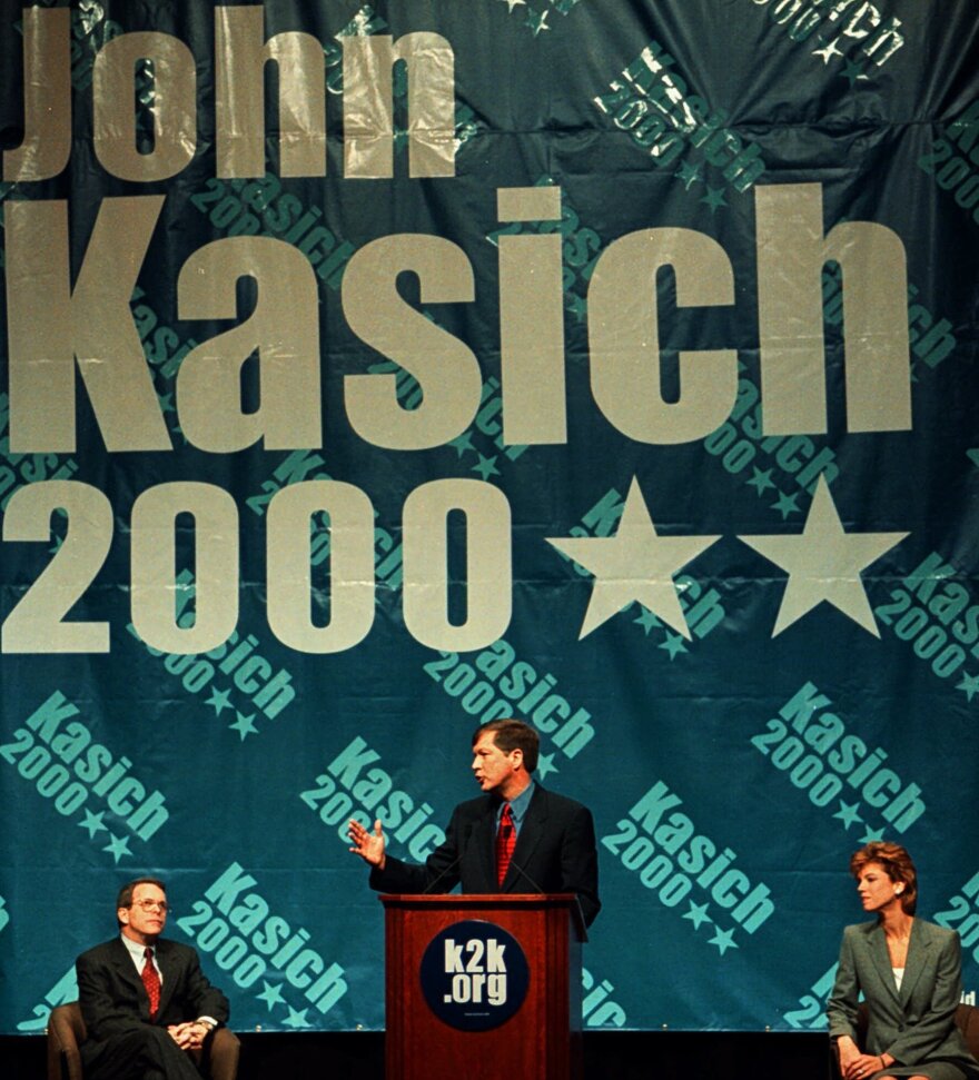 Then-House Budget Committee Chairman John Kasich made a brief run for president in the 2000 GOP primary before ending his campaign and endorsing George W. Bush in July 1999.