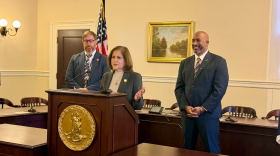 Lt. Gov. Hashmi is joined by two lawmakers in Richmond, VA on Oct. 6 2026 for a press conference announcing she is opposing the merger of Dominion Energy and NextEra Energy.