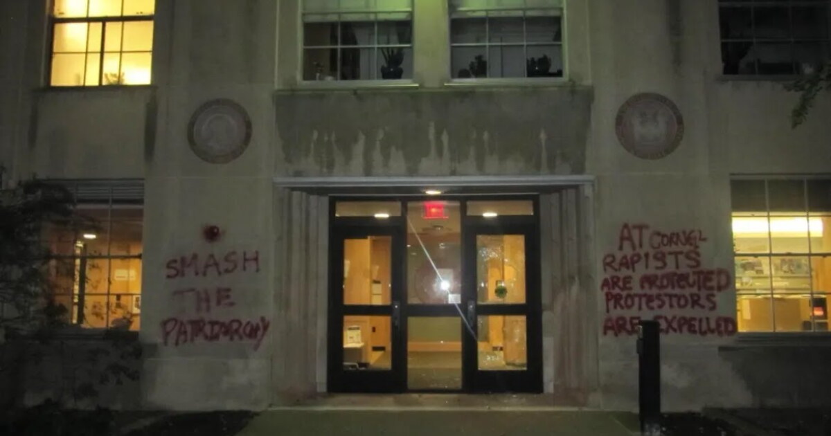 Photo: WSKG A photo included alongside a statement from activists who claimed the vandalism